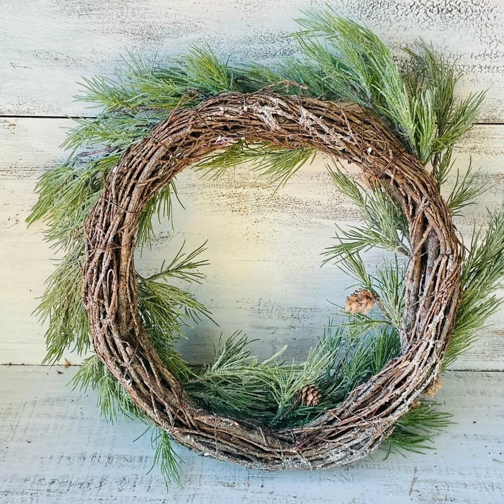 *Glittered Woodland Pine Wreath, 21”